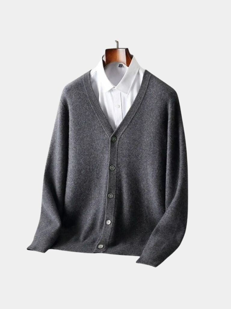 100% Merino Wol V-Hals Gebreide Cardigan Trui