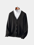 100% Merino Wol V-Hals Gebreide Cardigan Trui