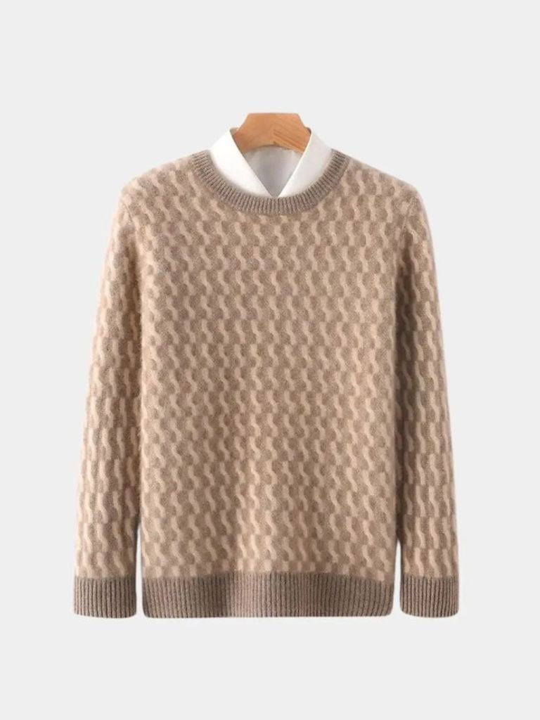 100% Wol Geometrische Crew Neck Pullover Sweater