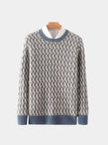 100% Wol Geometrische Crew Neck Pullover Sweater