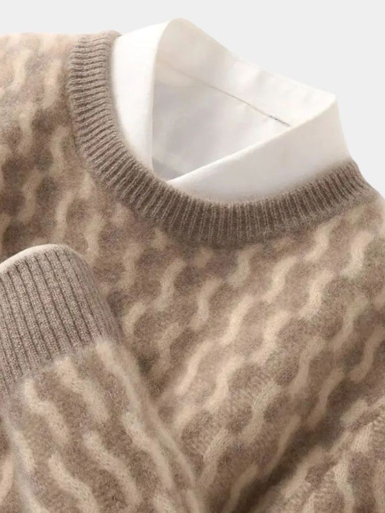 100% Wol Geometrische Crew Neck Pullover Sweater