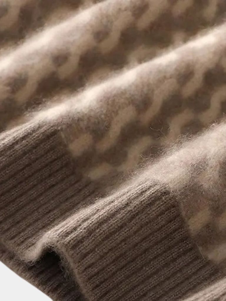 100% Wol Geometrische Crew Neck Pullover Sweater