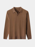 100% Wol Gebreide V-hals Turndown Polo Pullover