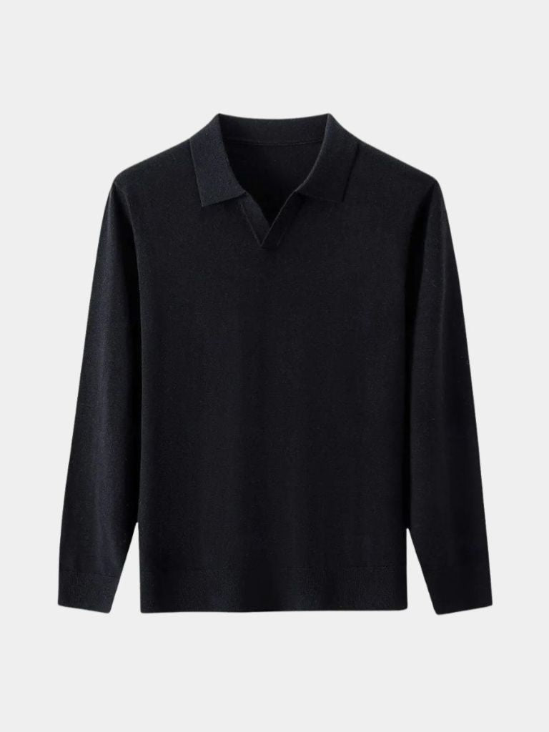 100% Wol Gebreide V-hals Turndown Polo Pullover