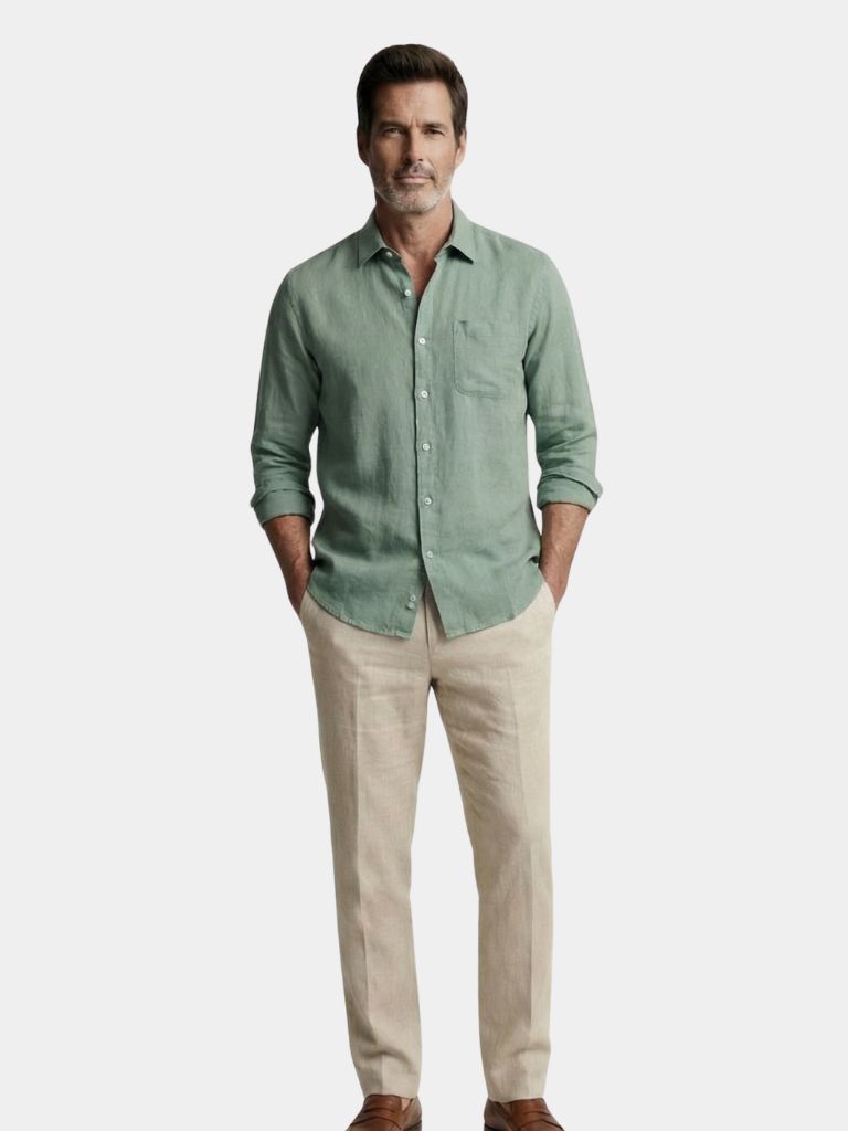 Langere Mouwen Essentiële Linnen Shirt