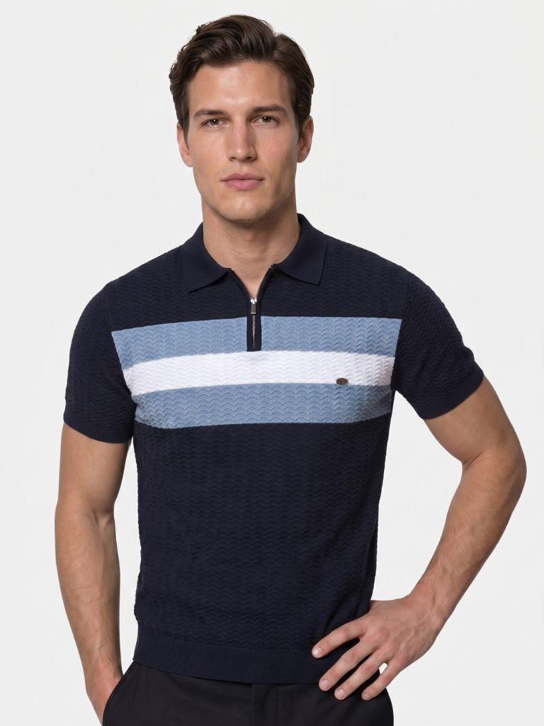 Classic Fit Quarter Zip Business Casual Korte Mouwen Polo