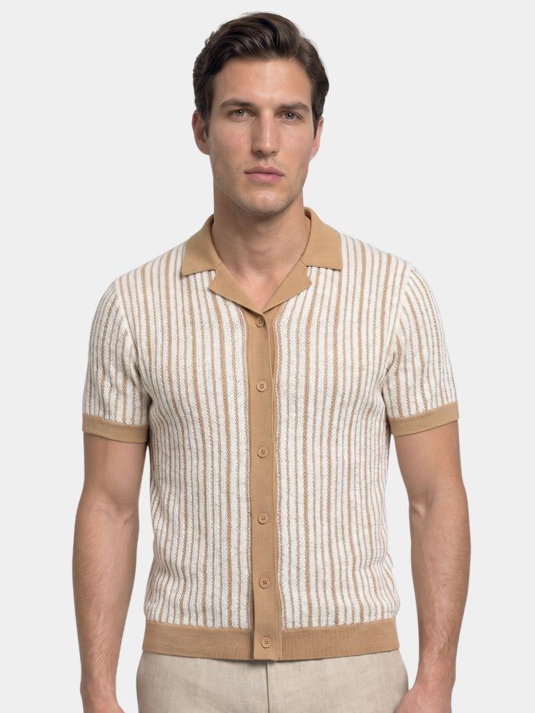 Gestreepte Gebreide Poloshirt