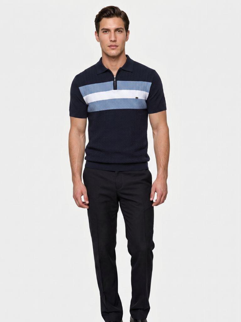 Classic Fit Kwart Zip Business Casual Korte Mouwen Polo