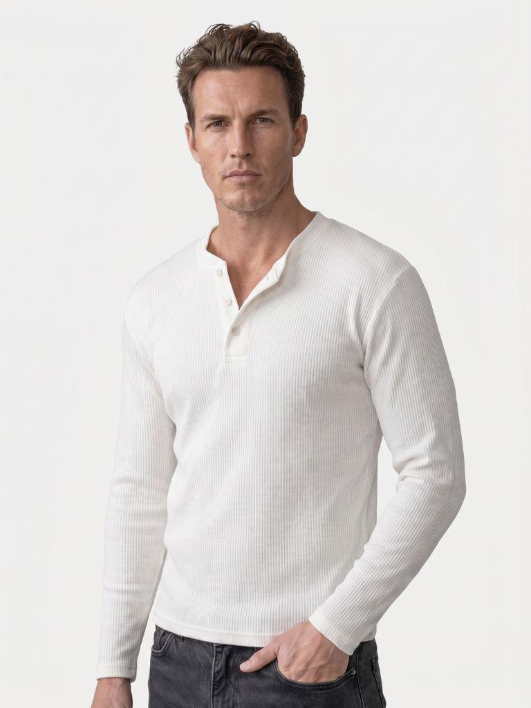 Latitude Geribbelde Henley
