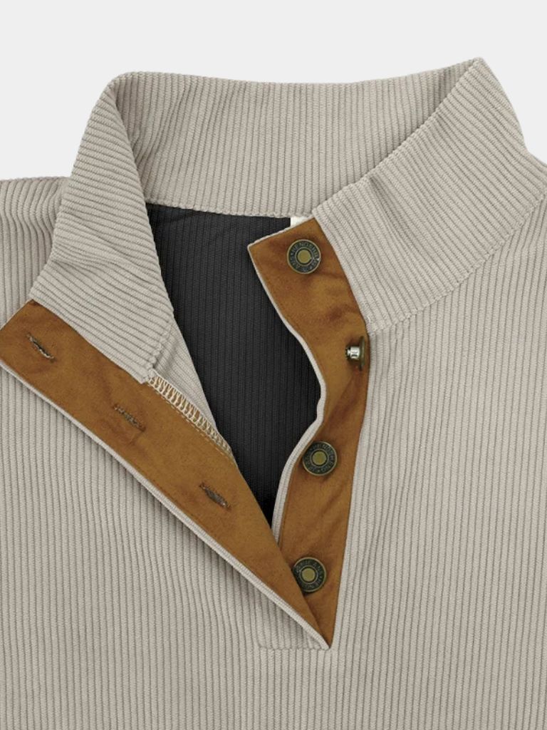 Hoge Kraag Corduroy Retro Pullover