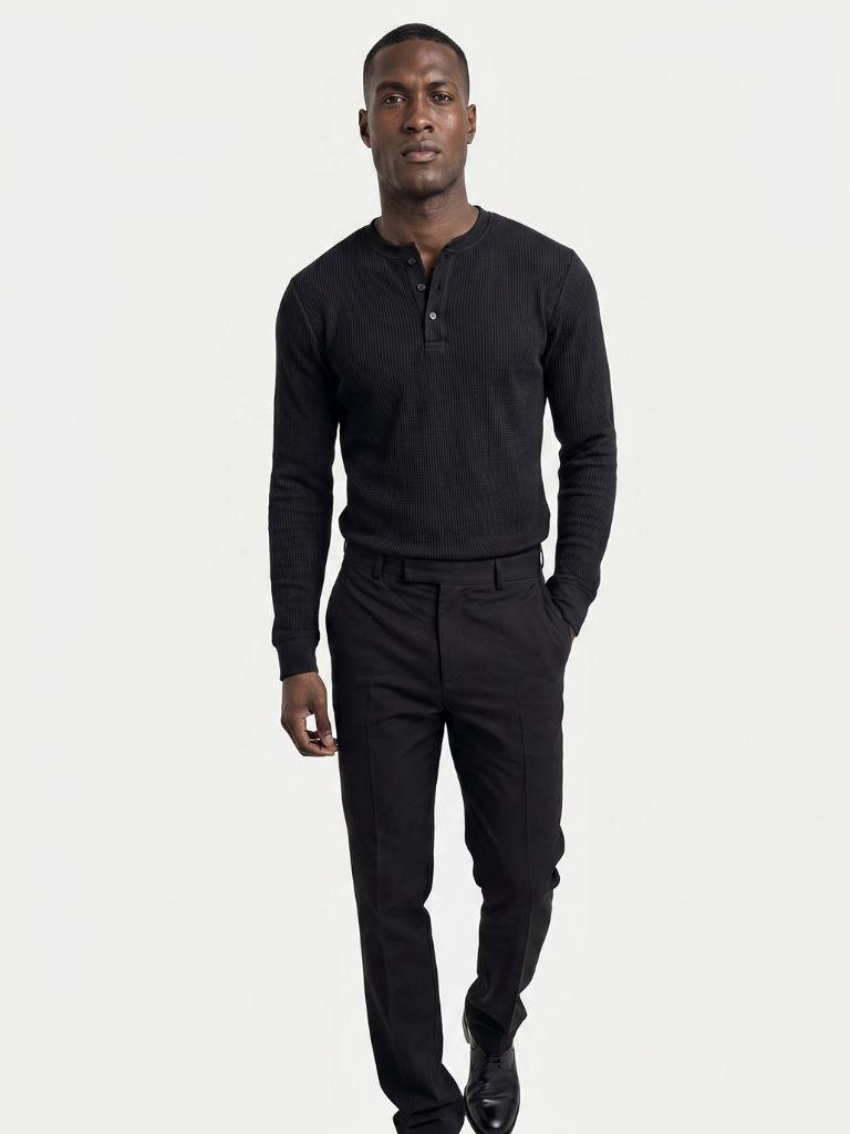 Latitude Geribbelde Henley