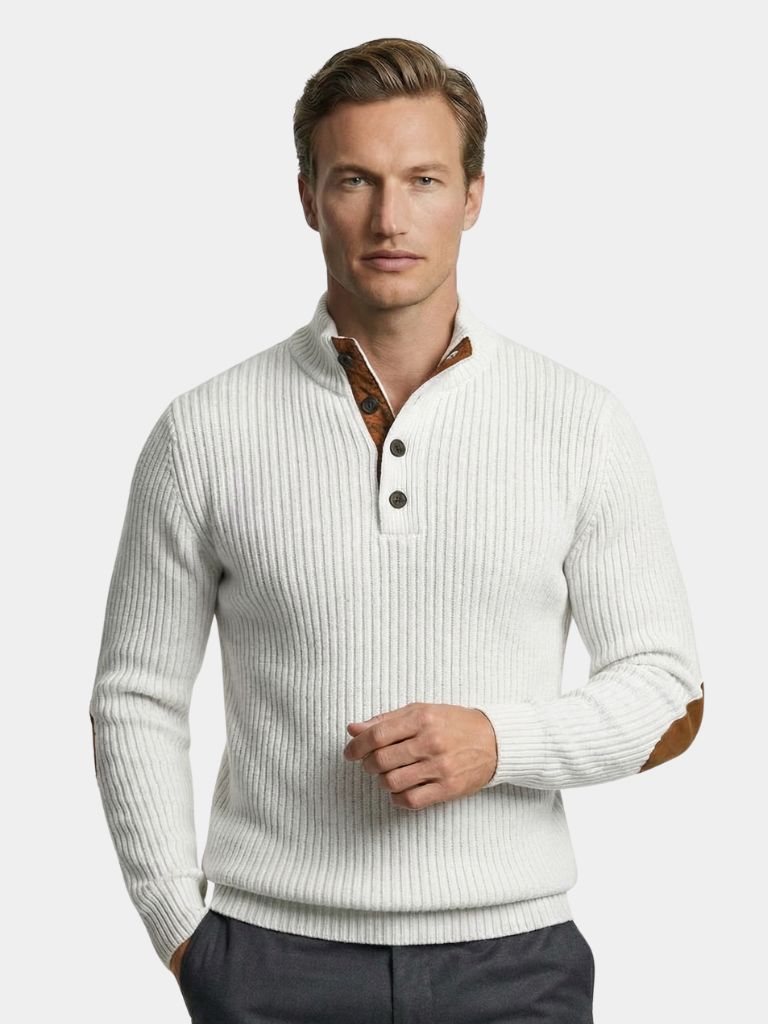 Verfijnde Hoge Kraag Henley Trui