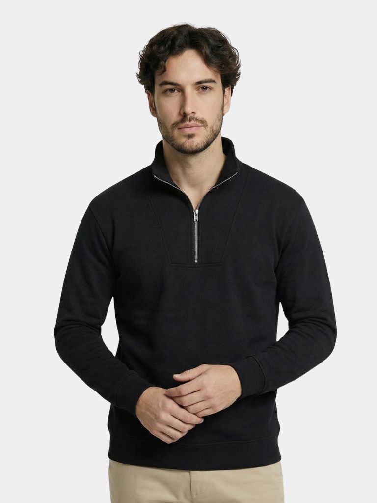 Zip Zwarte Revers Sport Sweatshirt