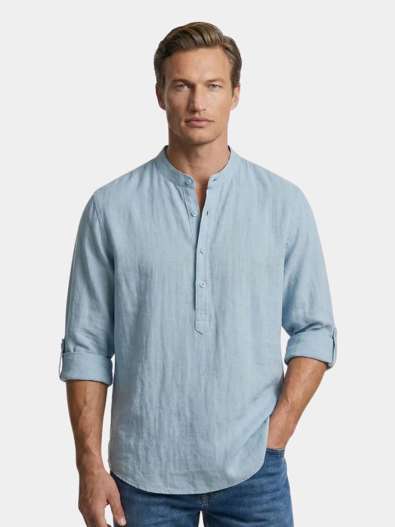 Casual Henley Nek Lange Mouwen T-Shirt