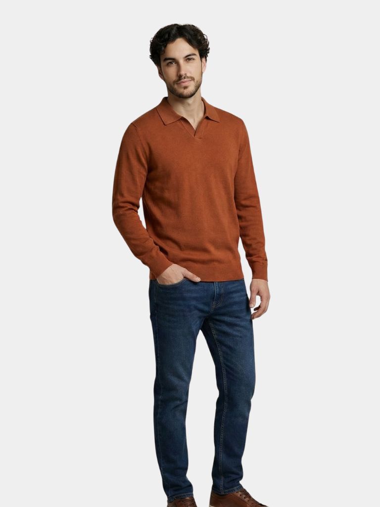 100% Wol Gebreide V-hals Turndown Polo Pullover