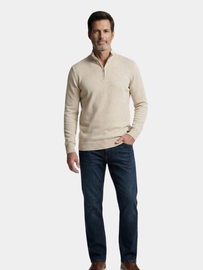 Half Zip Breigoed Effen Kleur Cardigan Trui