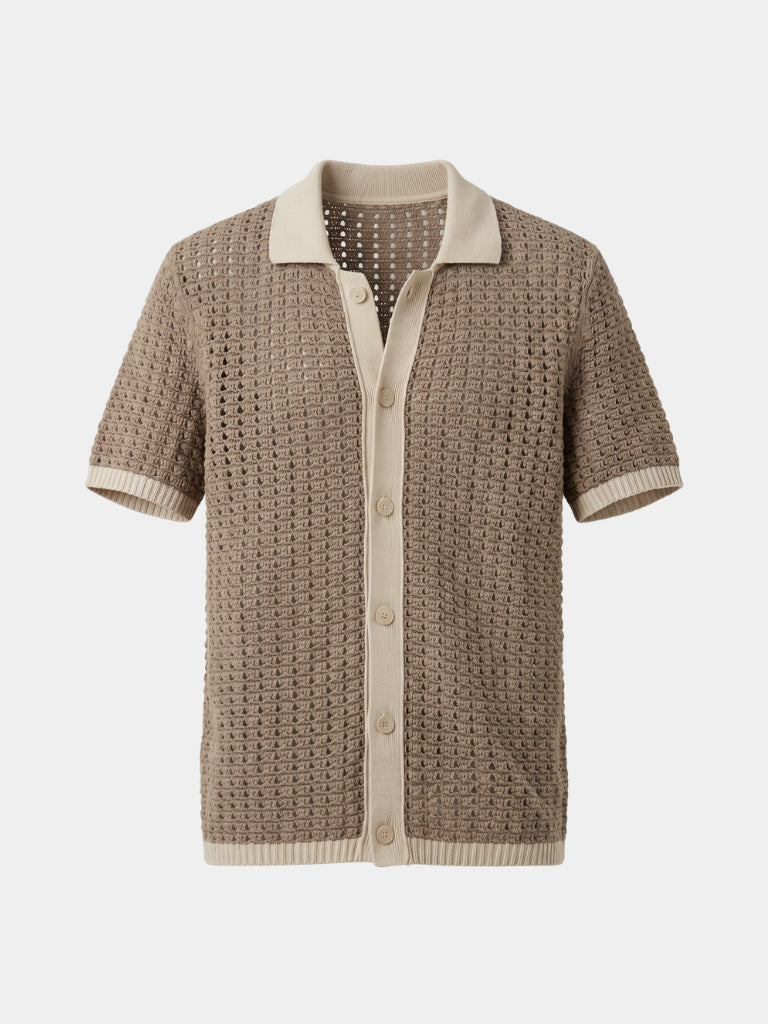 Gestructureerd Panel Resort Shirt