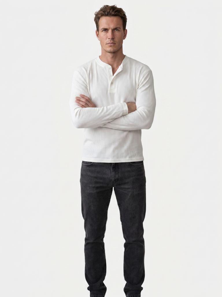 Latitude Geribbelde Henley