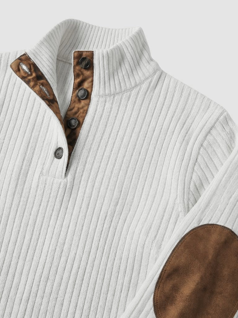 Verfijnde Hoge Kraag Henley Sweater