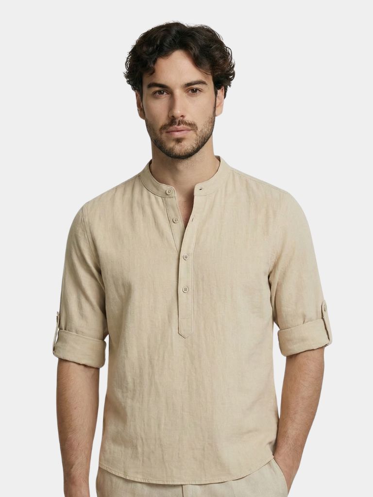 Casual Henley Nek Lange Mouwen T-Shirt