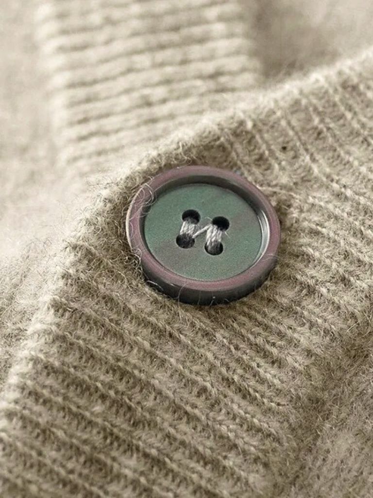 100% Merino Wol V-Hals Gebreide Cardigan Trui