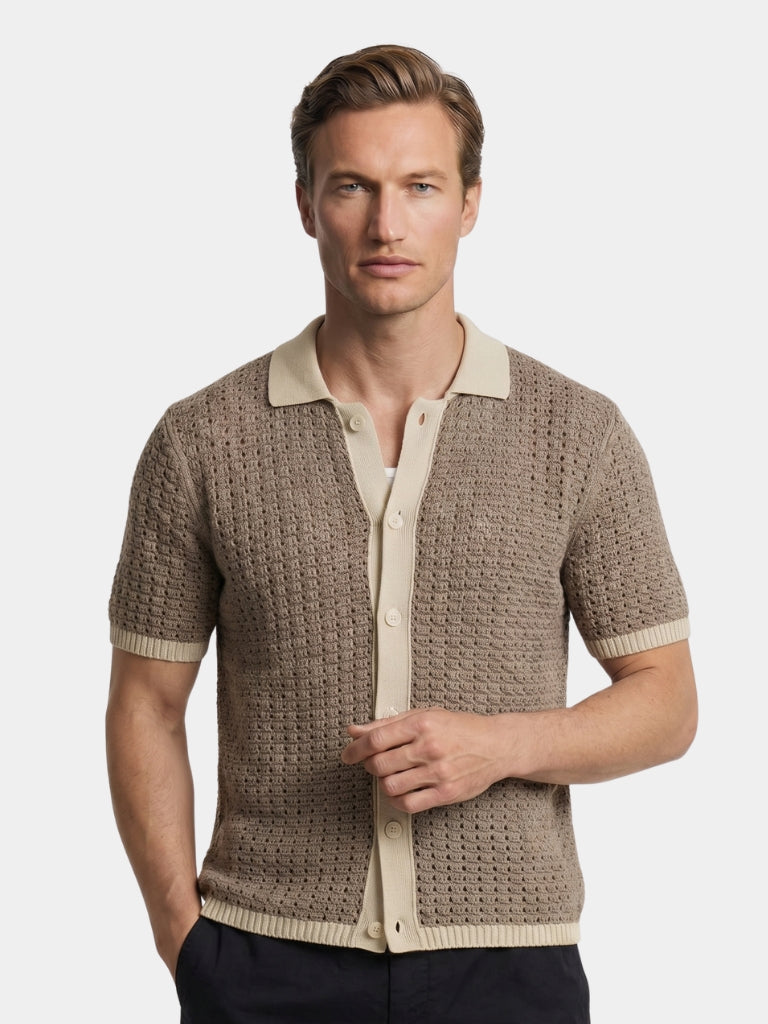 Gestructureerd Panel Resort Shirt