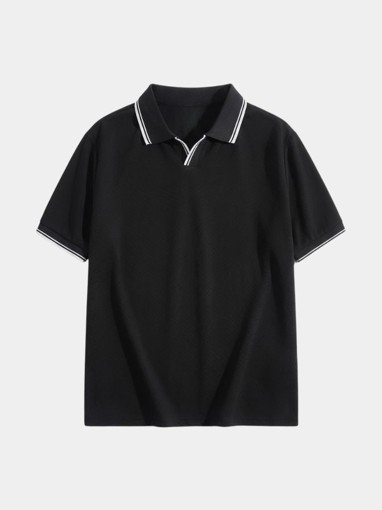 Tijdloze Zwarte V-Hals Polo