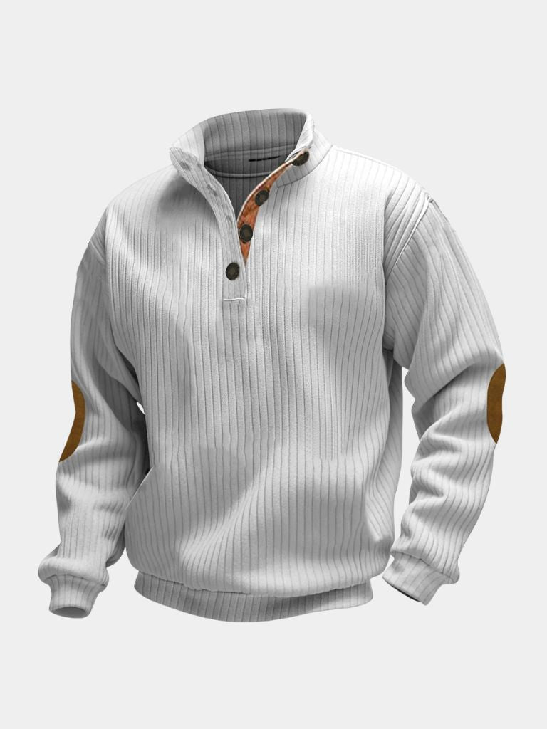 Verfijnde Hoge Kraag Henley Sweater