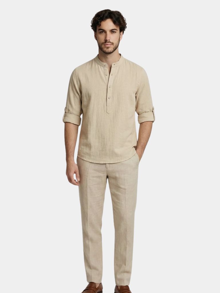 Casual Henley Nek Lange Mouwen T-Shirt