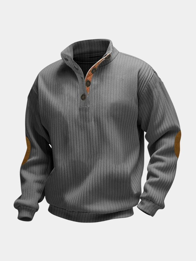 Verfijnde Hoge Kraag Henley Sweater