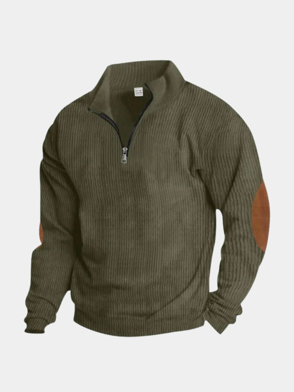 Hoge Kraag Kwart Rits Corduroy Pullover