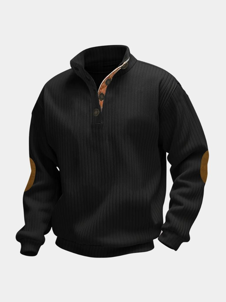 Verfijnde Hoge Kraag Henley Sweater