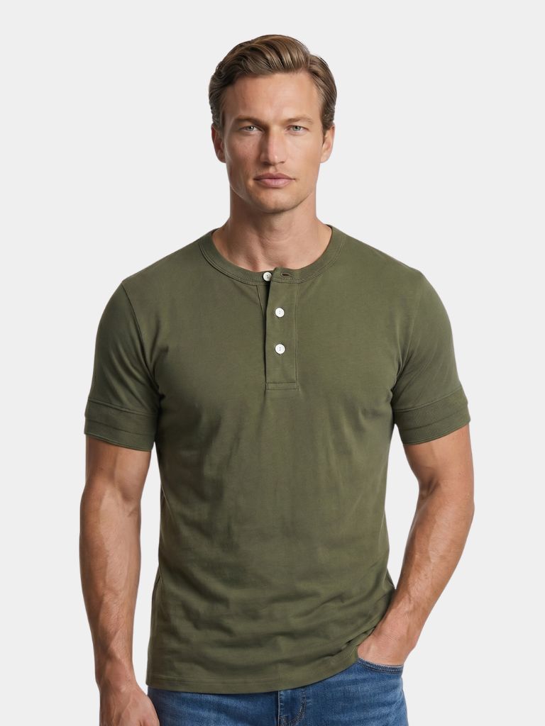 Pure Katoenen Henley T-Shirt