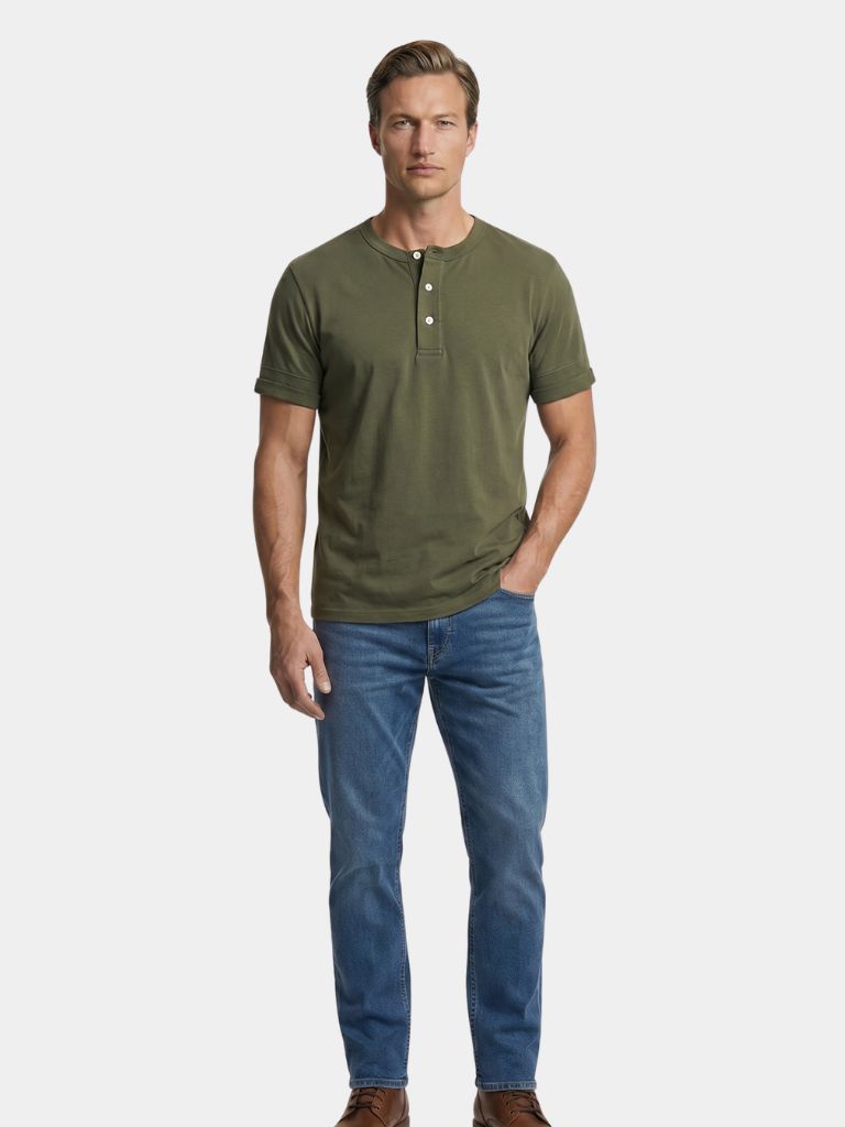 Pure Katoenen Henley T-Shirt
