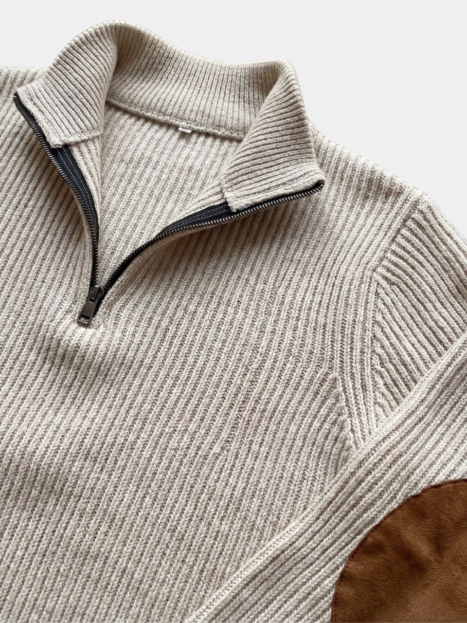 Hoge Kraag Kwart Rits Corduroy Pullover