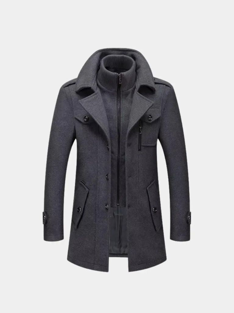Aristocratische Zwarte Wol Overjas