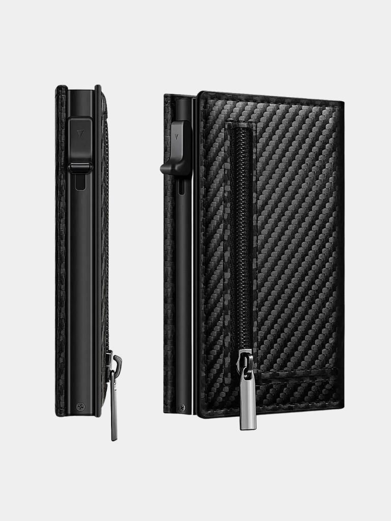 Carbon Fiber Portemonnee met Air Tag Houder RFID Blokkering