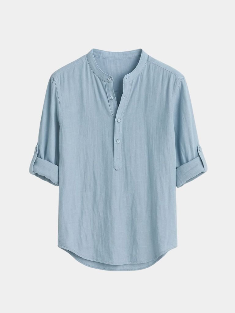 Casual Henley Nek Lange Mouwen T-Shirt