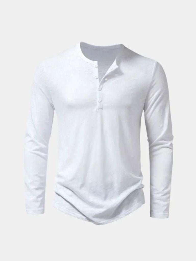 Henley Hals Lange Mouw T-Shirt