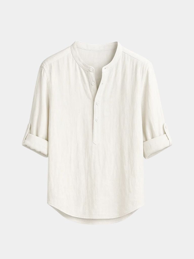 Casual Henley Nek Lange Mouwen T-Shirt