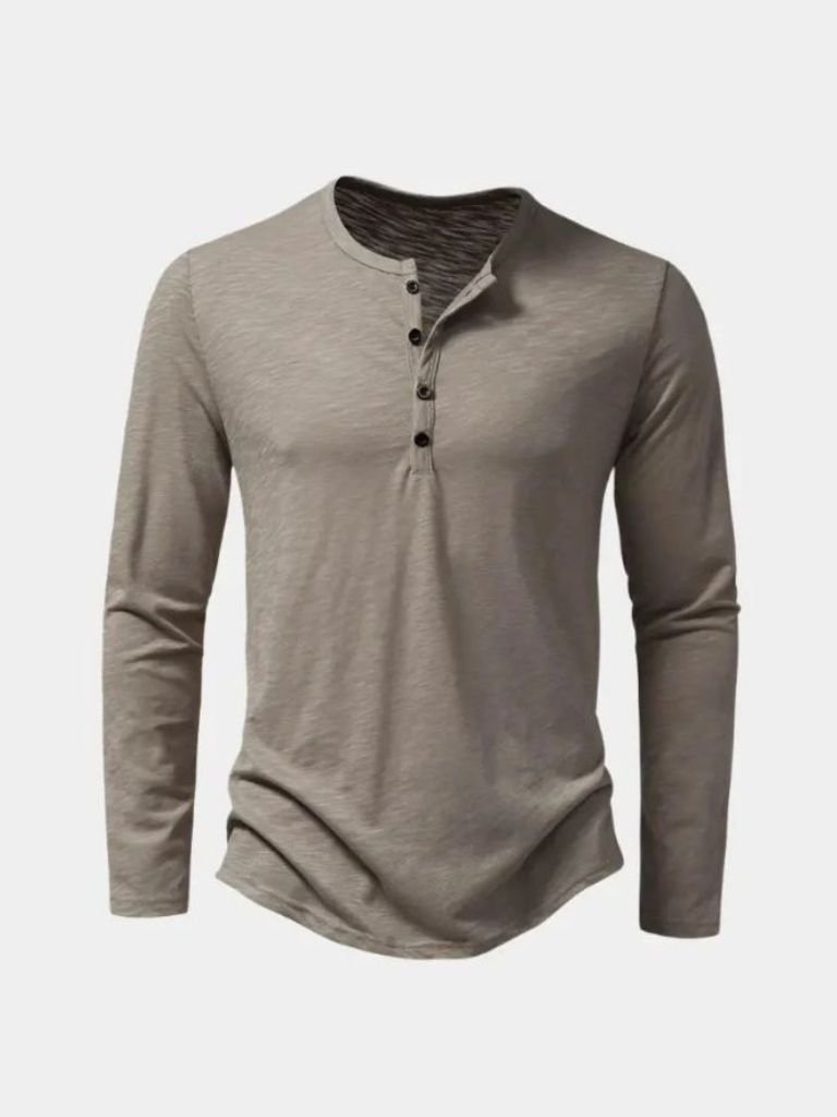 Henley Hals Lange Mouw T-Shirt