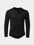 Henley Hals Lange Mouw T-Shirt