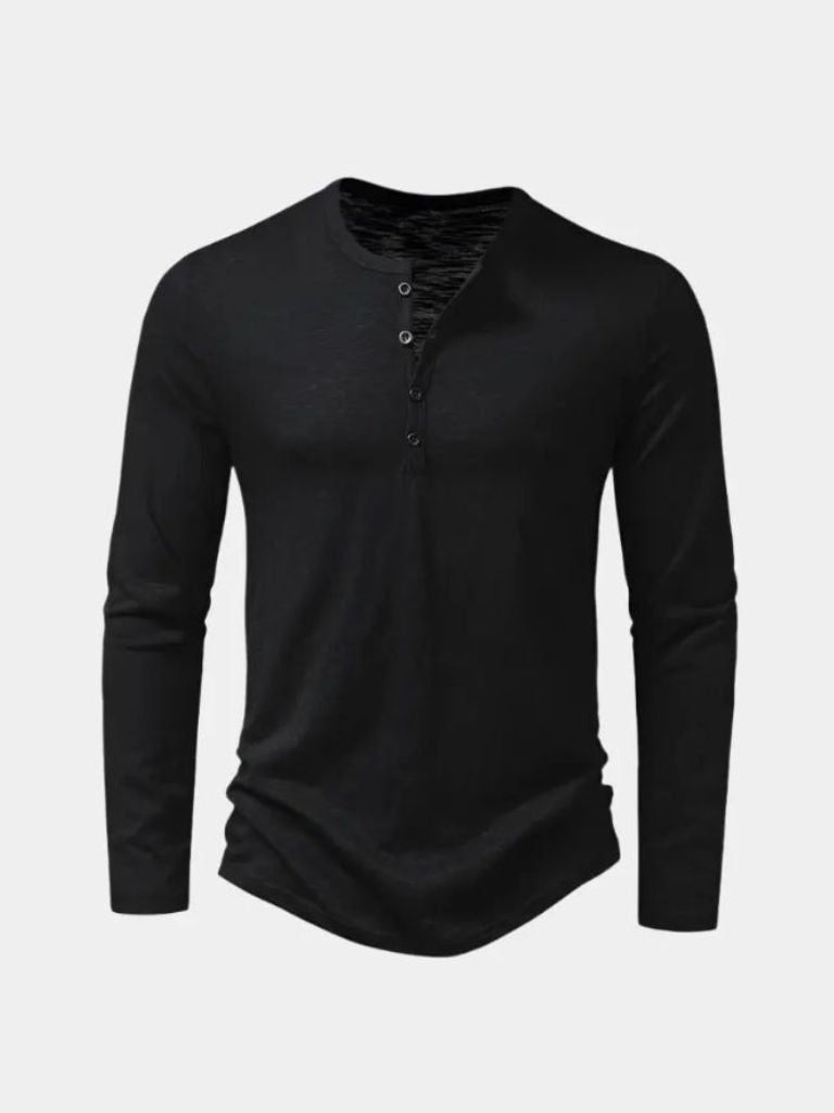 Henley Hals Lange Mouw T-Shirt