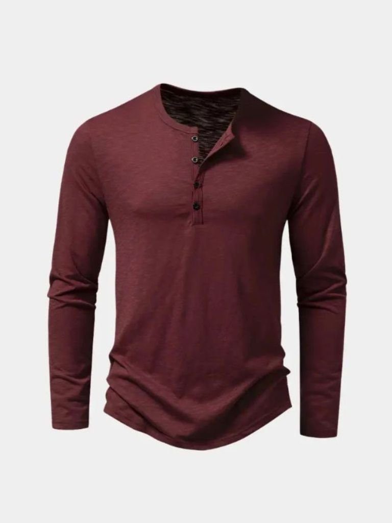 Henley Hals Lange Mouw T-Shirt