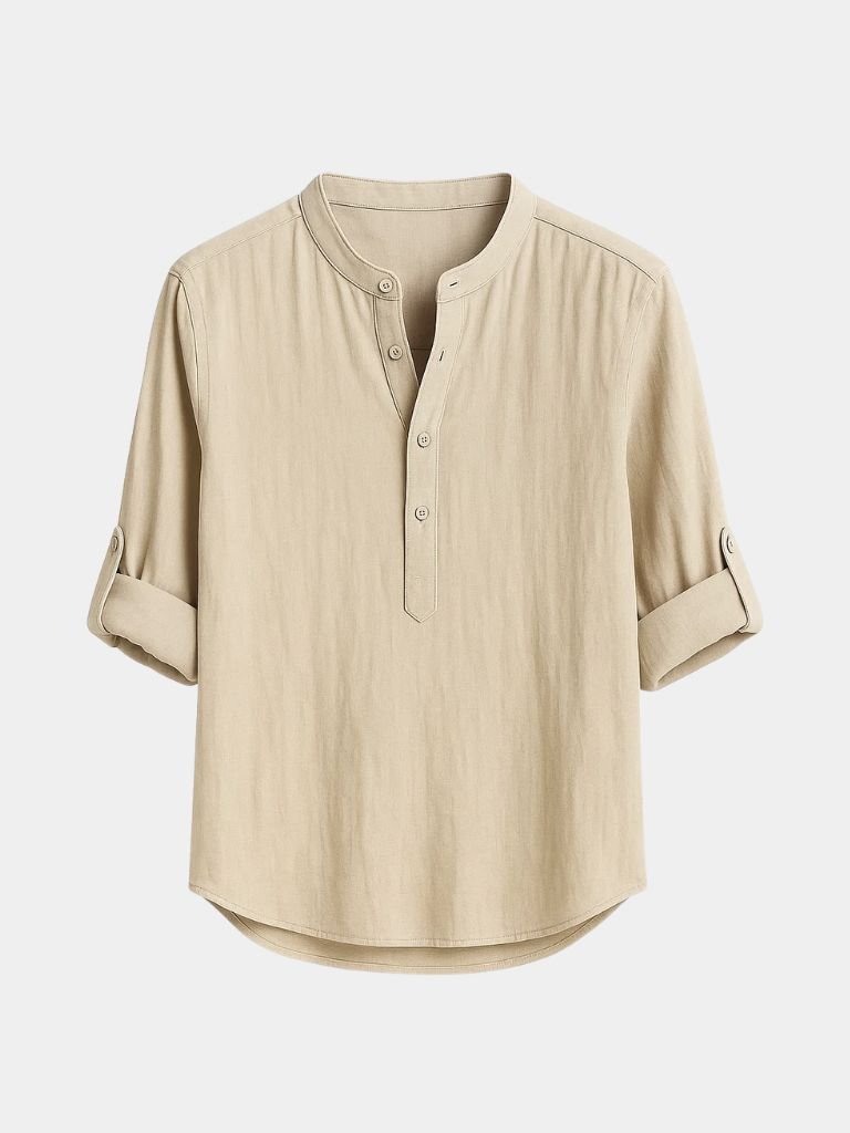 Casual Henley Nek Lange Mouwen T-Shirt