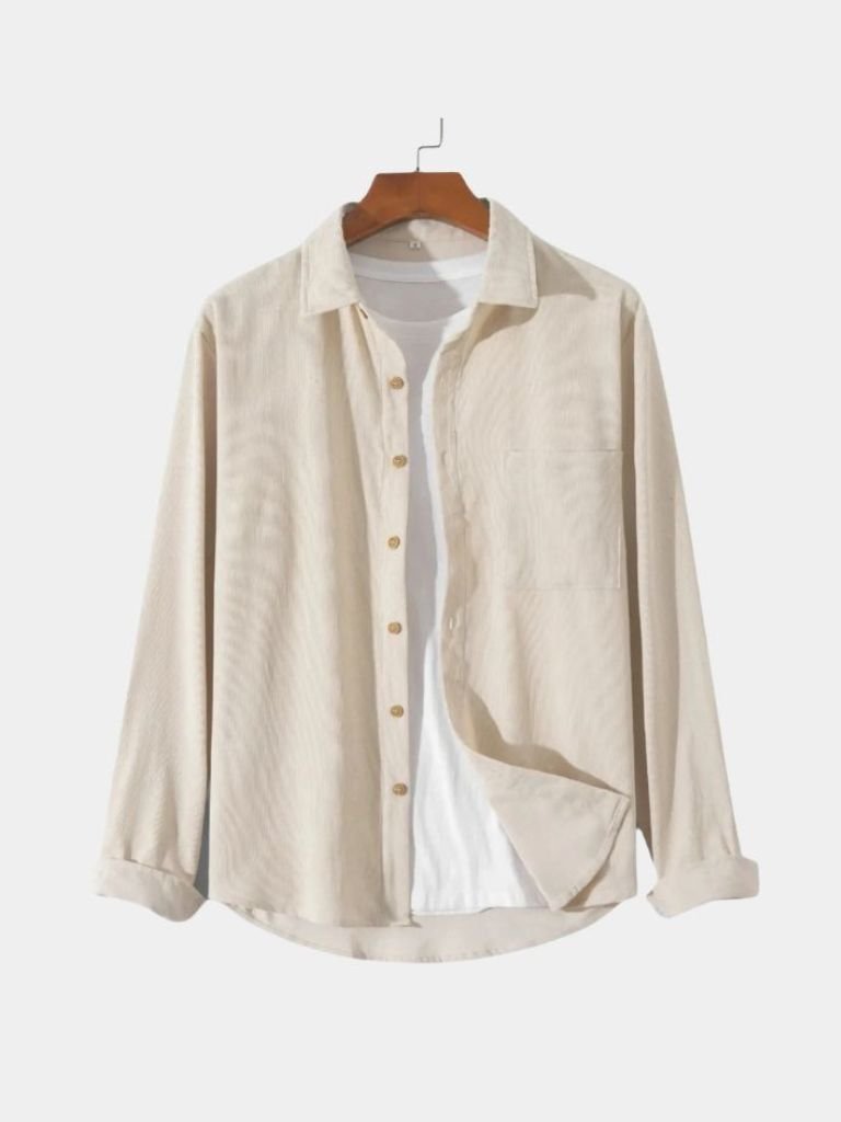 Casual Effen Corduroy Overhemd
