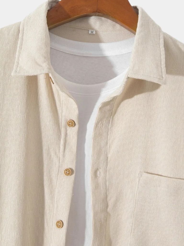 Casual Effen Corduroy Overhemd
