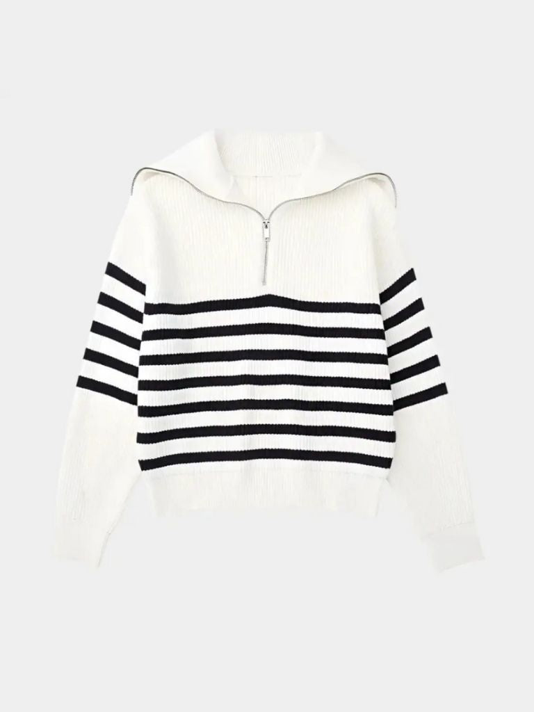 Casual Gestreepte Zip Up Sweater