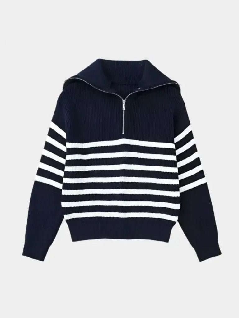 Casual Gestreepte Zip Up Sweater