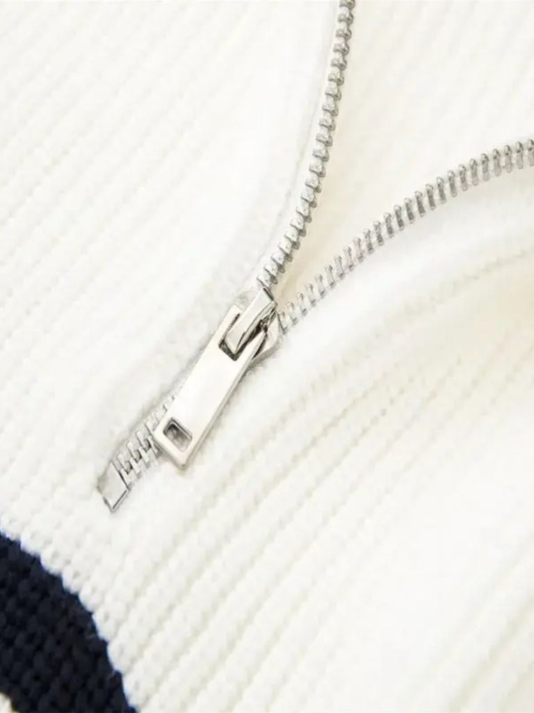 Casual Gestreepte Zip Up Sweater